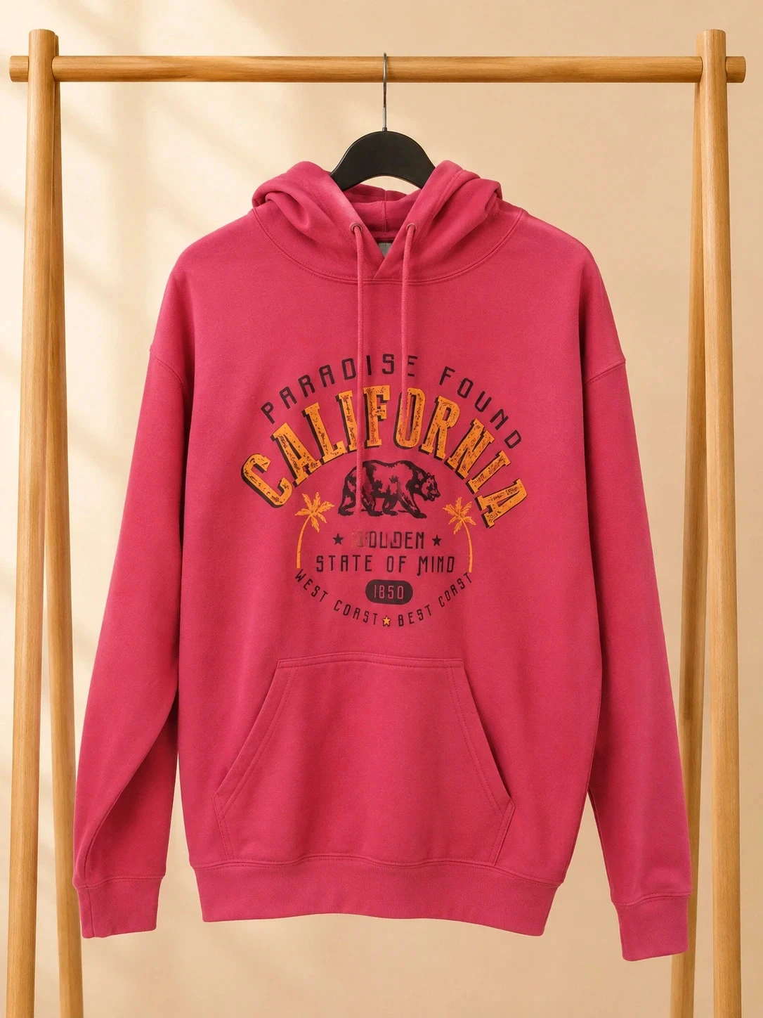 Sweat à capuche California rose fuchsia
